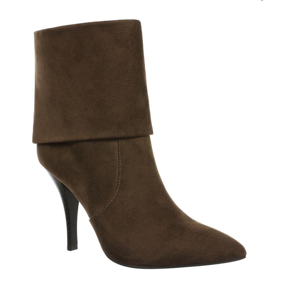 I.N.C Internat Booties Brown Microsuede Pointed Toe Stiletto Heel Size 8.5.$139
